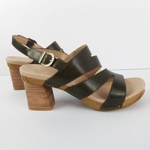 Dansko Ashlee Olive Leather Sandals 38 7.5-8